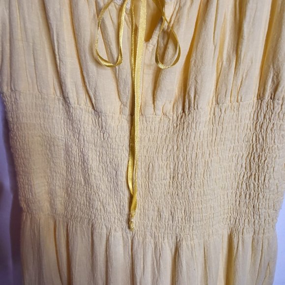 Womens Mlle Gabrielle Sun Dress, Yellow, ruffle tiered, soft gauze, lined, sz. M - Picture 3 of 6